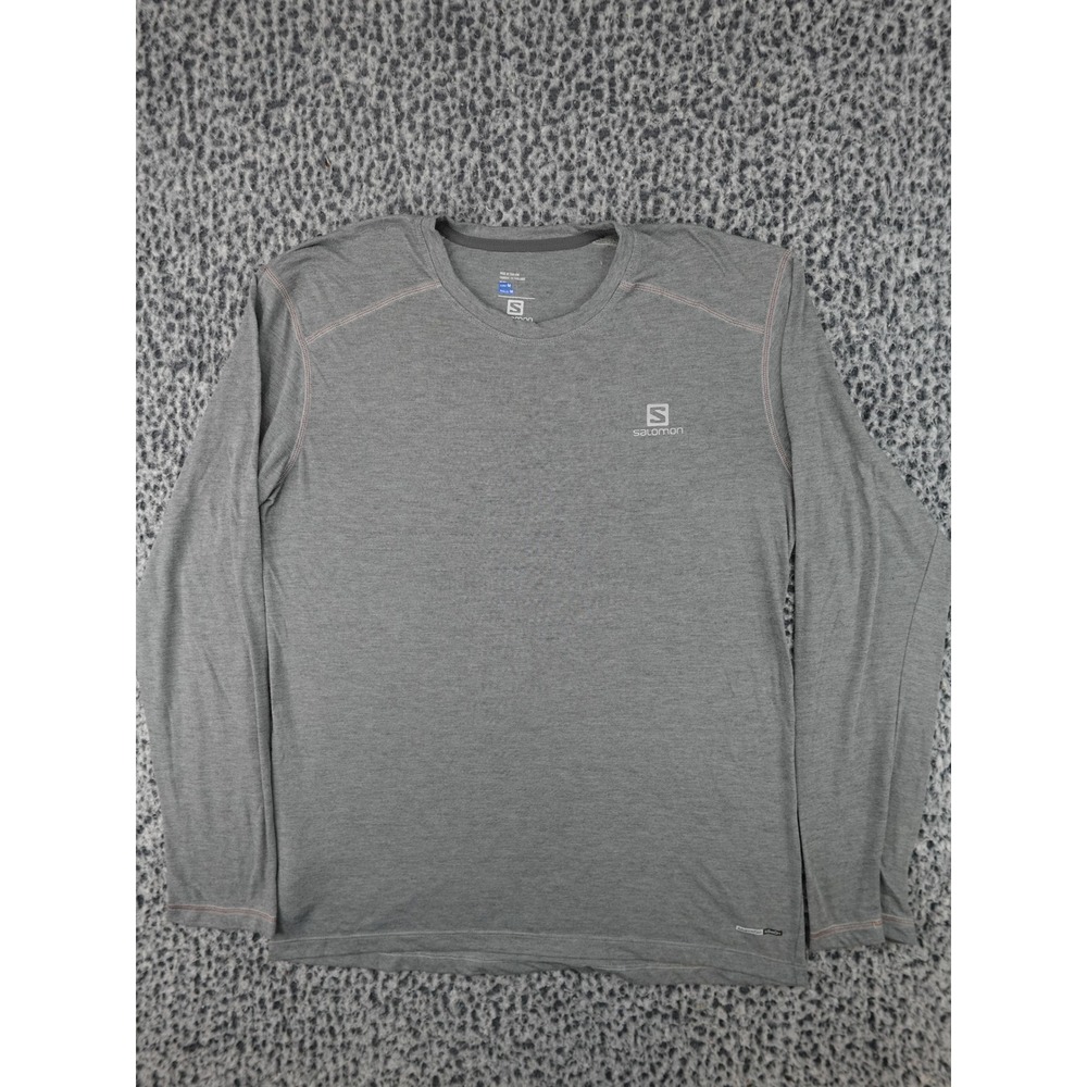 Salomon Long Sleeve Shirt Mens Medium Grey Performance Hiking 390395